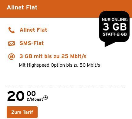 Preisfehler? 3 Monate Congstar Allnet Flat mit 3GB komplett gratis (ohne Laufzeit!)   Wert 80€!