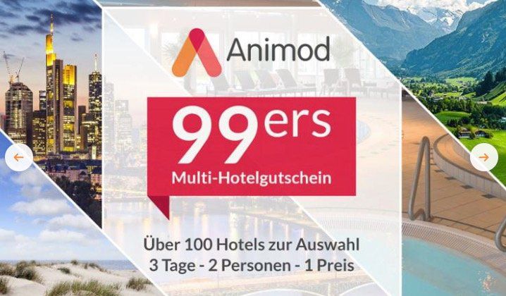2 ÜN für 2 Personen mit Frühstück in über 100 Animod Hotels für 89,10€
