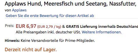 Fehler? 16er Pack je 156g Applaws Hund Meeresfisch und Seetang Nassfutter ab 6,97€ (statt 27€)