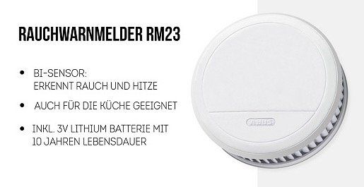 Abus RM23 Rauchwarnmelder mit Hitzewarnfunktion für 9,99€ (statt 19€)