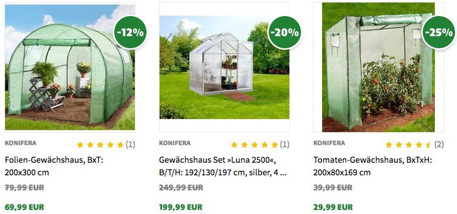 10% Rabatt auf Gewächshäuser bei Hagebau   z.B. Konifera Folien Gewächshaus für 68,94€ (statt 76€)