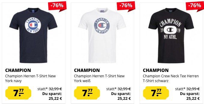 Champion T Shirts für je 7,77€ zzgl. VSK