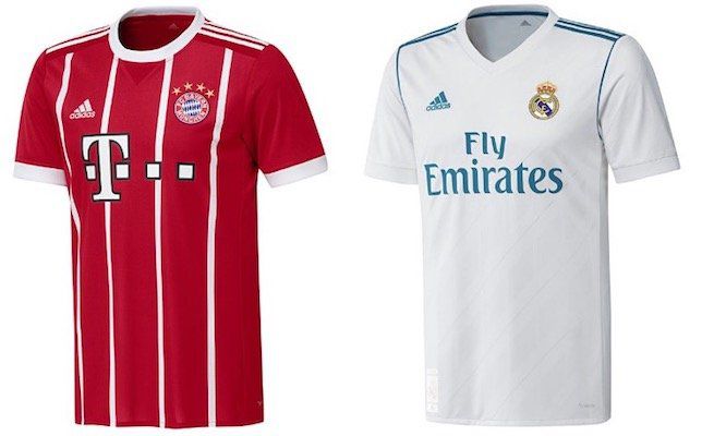 adidas Bayern München und Real Madrid Trikot (Home, Away, CL) für je 49,95€