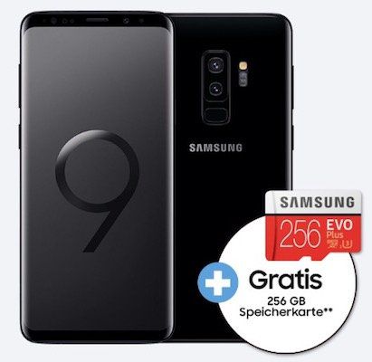 Samsung Galaxy S9+ für 4,95€ + gratis 256GB Speicherkarte + Vodafone Flat mit 8GB LTE für 51,99€ mtl.