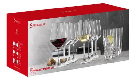 Spiegelau Gläser Set Style 12 teilig (8x Wein, 4x Longdrink) für 22,95€ (statt 30€)