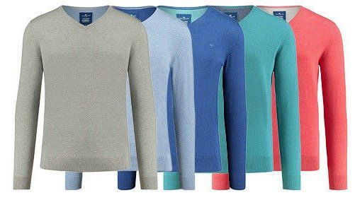 Tom Tailor Herren Baumwollpullover mit V Neck oder Rundhals für je 19,90€