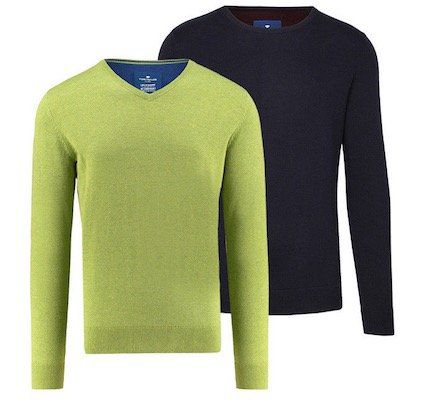 Tom Tailor Herren Baumwollpullover mit V Neck oder Rundhals für je 19,90€