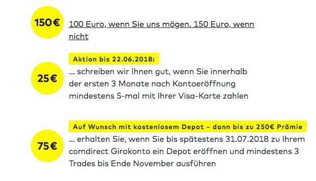 Bis zu 175€ Geschenkt für ein kostenloses Girokonto bei Comdirect