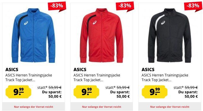 Asics Track Top Trainingsjacken für Damen und Herren für je 13,94€ (statt 25€)