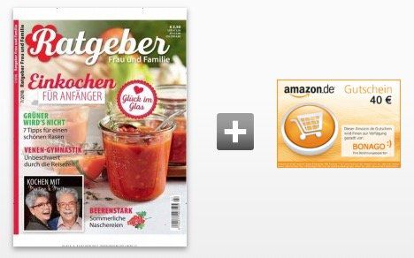 Ratgeber Jahresabo für 46,80€ + 40€ Amazon Gutschein