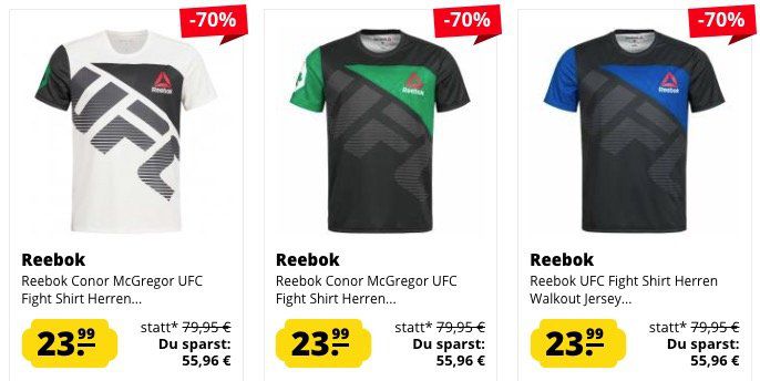 Reebok UFC Sale   z.B. Conor McGregor UFC Fight Shirt für 23,99€ (statt 29€)