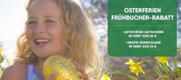 Bis zu 36% Frühbucher Rabatt bei Center Parcs für die Osterferien 2019