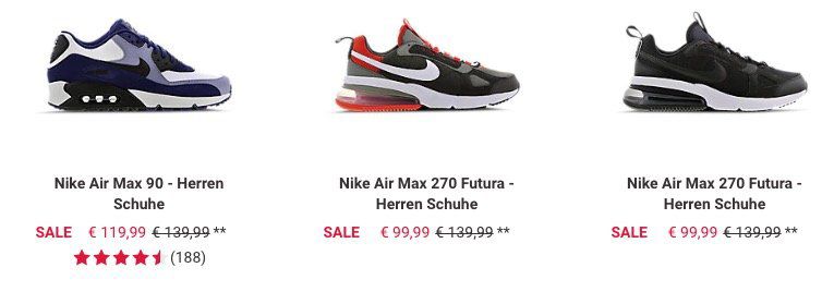 Foot Locker Cyber Monday Sale bis  50% + 10% Gutschein auf fast alles + keine VSK ab 30€