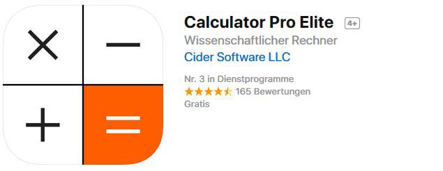 Calculator Pro Elite (iOS) gratis statt 3,49