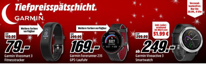 Top! Media Markt Garmin Tiefpreisspätschicht: günstige Tracker, Navis und Smartuhren