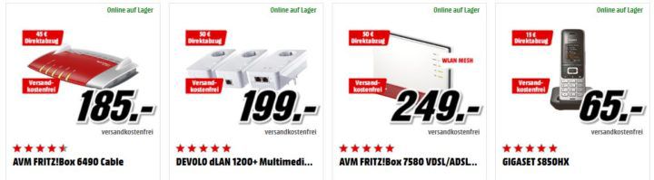 Media Markt Netzwerk Tiefpreisspätschicht: z.B. AVM FRITZ!DECT 210 smart Steckdose im Doppelpack für 77€