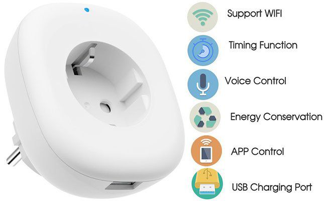 WLAN Steckdose mit USB (Alexa, Google Home & IFTTT) für 11,04€