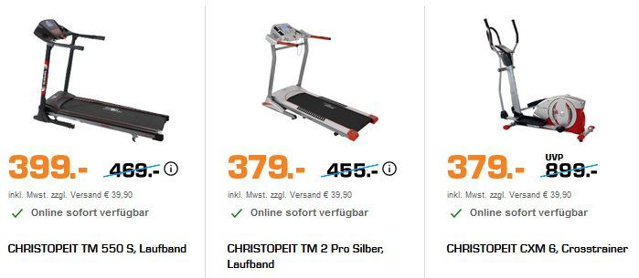 Saturn „Fit + gesund“ Aktion – z.B. CHRISTOPEIT TM Laufband 399€