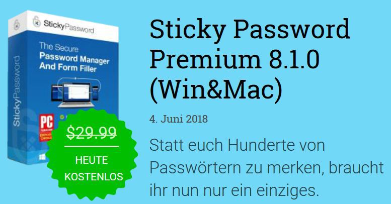Sticky Password Premium (Windows/Mac) kostenlos