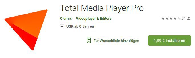 Total Media Player Pro (Android) gratis statt 1,99€