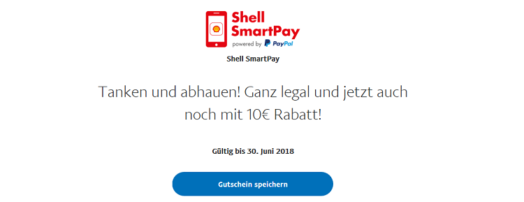 10€ Paypal Gutschein für Tankfüllung bei Shell