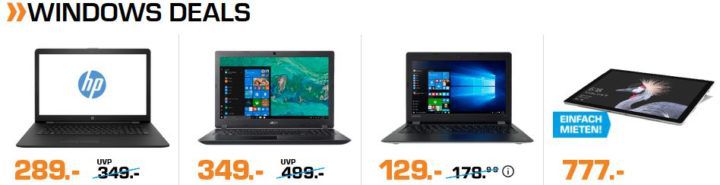 Saturn Windows Helden der Nacht: günstige Notebooks z.B. ACER Swift 3 Notebook mit 14 Zoll, i3 für 499€ (statt 599€)