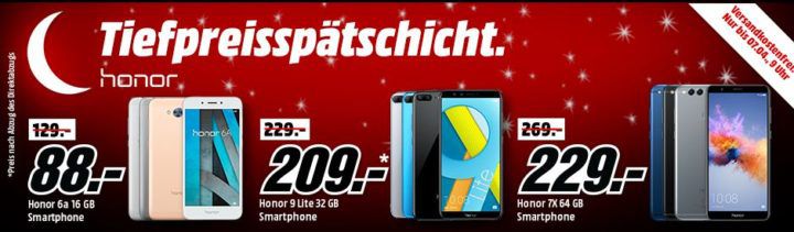 Media Markt Honor Tiefpreisspätschicht   HONOR 7X mit 64 GB für 229€