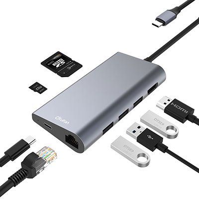 Otufan USB C Hub mit USB C Ladeanschluss & vielen Slots für HDMI, LAN & SD Karten für 24,99€ (statt 50€)