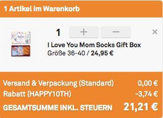 Happy Socks: Socken Geschenkbox I love you Mom für 21,21€ (statt 30€)