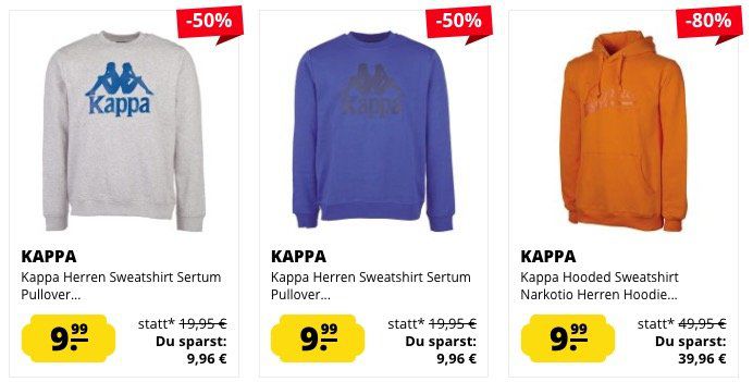 Kappa Sweatshirts ab je 9,99€ (statt 17€)