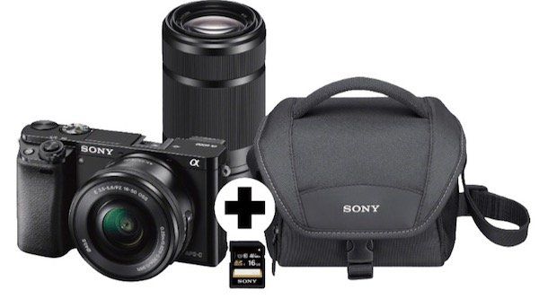 Sony Alpha 6000 24MP Systemkamera + 2 Objektiven + Zubehör + Akku für 689€ (statt 849€)