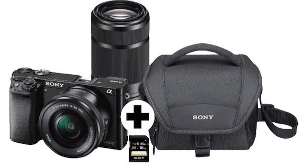 Sony Alpha 6000 24MP Systemkamera + 2 Objektiven + Zubehör für 616,61€ (statt 854€)