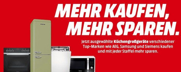 Media Markt: Küchengroßgeräte mit bis zu 500€ Sofort Rabatt