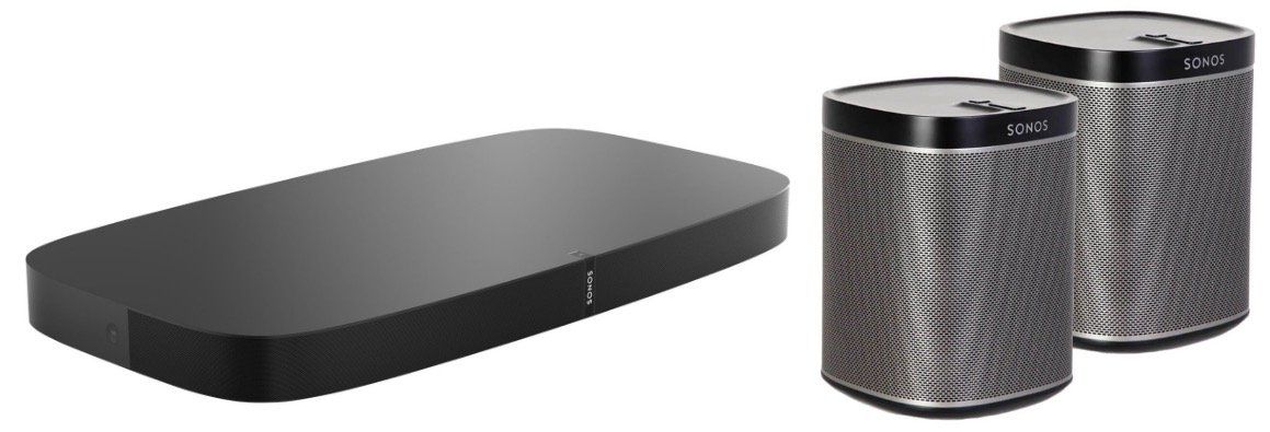 Sonos WM Bundle: Playbase + 2er Pack Play:1 Multiroom Lautsprecher für 949€ (statt 1.059€)