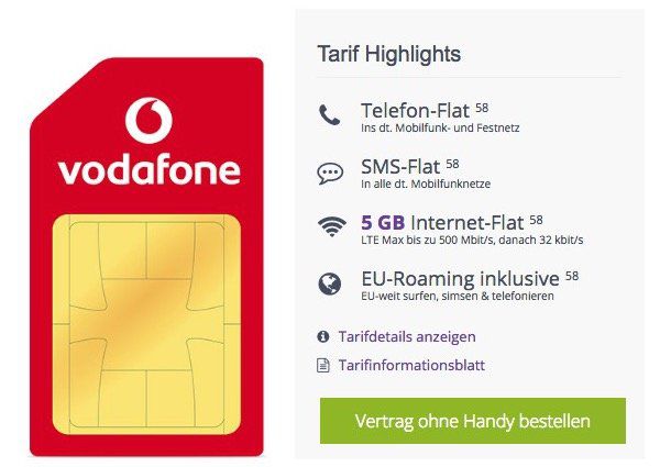 Vodafone Smart L+ mit 5GB LTE für 17,99€ mtl.