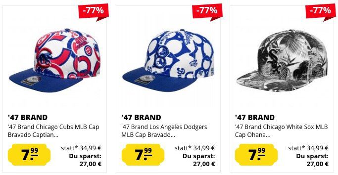 47 Brand Snapbacks ab 7,99€ + heute keine VSK!