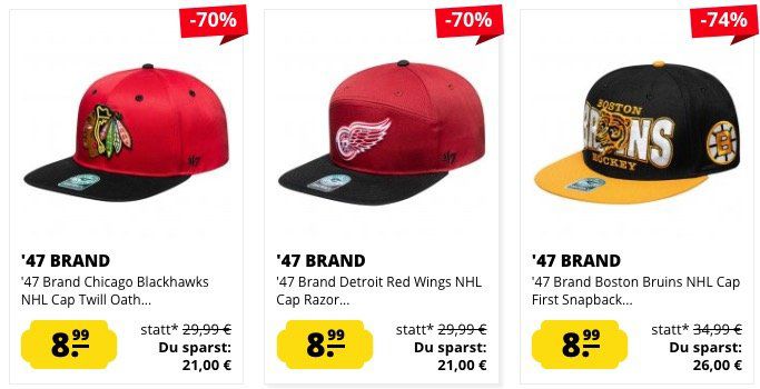 47 Brand Snapbacks ab 7,99€ + heute keine VSK!