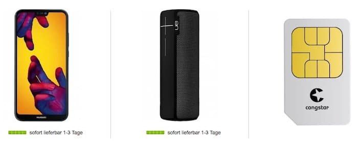 Huawei P20 lite + UE Boom 2 Lautsprecher für 1€ + Telekom (congstar) Allnet Flat mit 10GB für 25€ mtl.