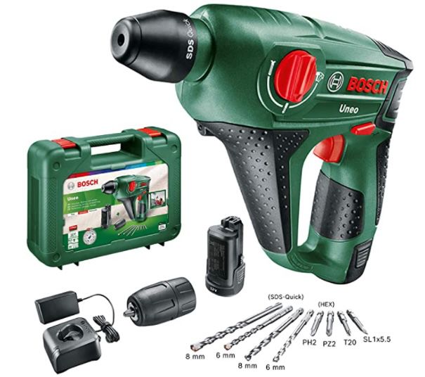 Bosch Uneo Akku Bohrhammer inkl. 2 Akkus + Koffer für 117,85€ (statt 141€)