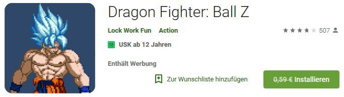 Dragon Fighter: Ball Z (Android) gratis statt 0,59€