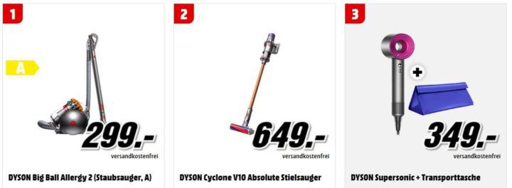 Media Markt Dyson Tiefpreisspätschau: u.a. DYSON Supersonic Fön für 349€