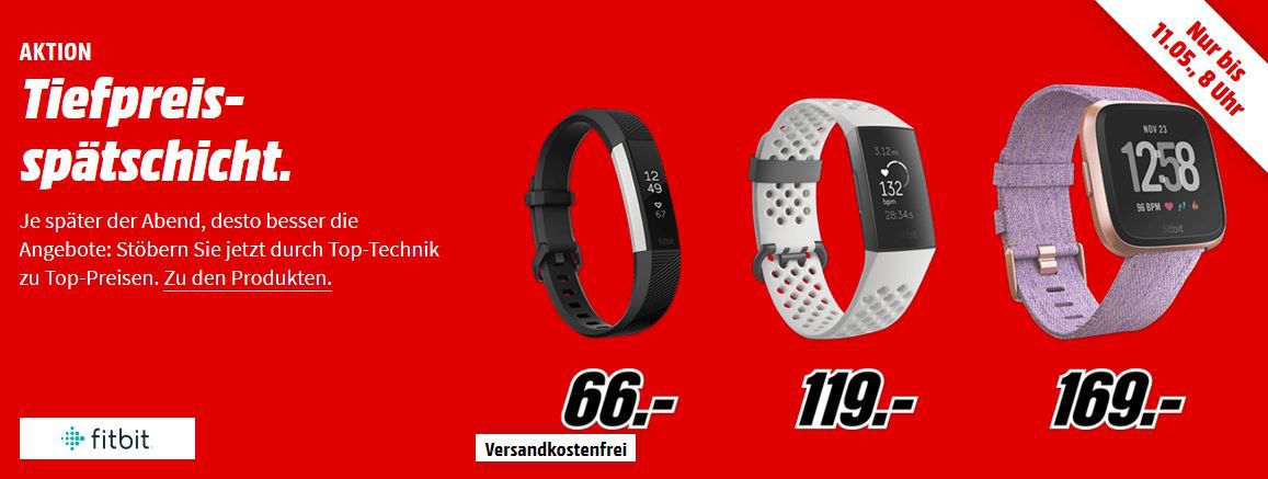 Media Markt Fitbit Tiefpreisspätschicht: günstige Fitness & Actifity Tracker: FITBIT Charge 3 SE Fitnesstracker für 119€ (statt 135€)