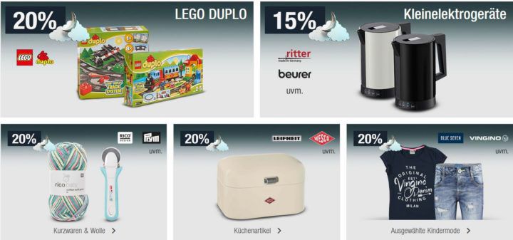 20 % Rabatt auf LEGO Duplo, viele Küchenartikel uvam.   Galeria Kaufhof Mondschein Angebote