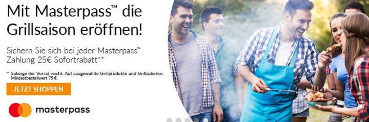 Alternate mit 25€ Sofortrabatt auf ausgewählte Grills mit Masterpass   z.B. Landmann Rexon PTS 3.0 für 189,85€ (statt 235€)