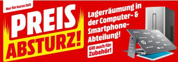 Media Markt Preisabsturz! Lagerräumung mit super günstigen iPads, Smartphones & Co.