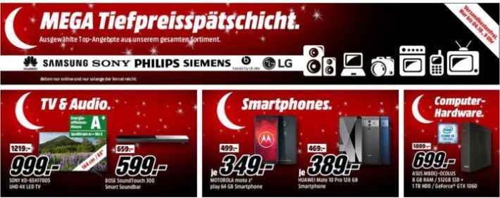 Knaller! Media Markt: Mega Tiefpreisspätschicht mit sehr vielen guten Angeboten!