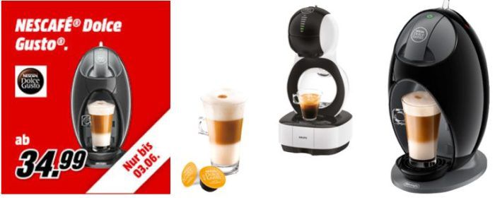 Media Markt: günstige Nescafe Dolce Gusto Maschinen    z.B. DELONGHI EDG 250 für 34,99€ (statt 44€)