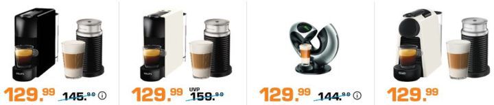 Saturn Late Night: günstige Nespresso Maschinen   z.B. NESPRESSO J520 für 399€ (statt 499€) + Kapsel Guthaben