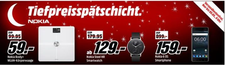 Media Markt NOKIA Tiefpreisspätschicht: günstige Phones & Smart Artikel z.B. NOKIA Fieberthermometer für 69€ (statt 90€)