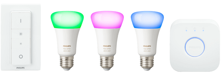 Philips Hue White and Color Ambiance Starterkit (3 x E27 Leuchten, Schalter & Bridge) für 119€ (statt 135€)